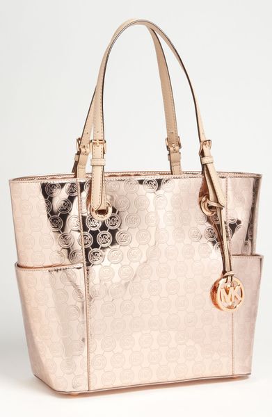 michael kors rose gold tote bag