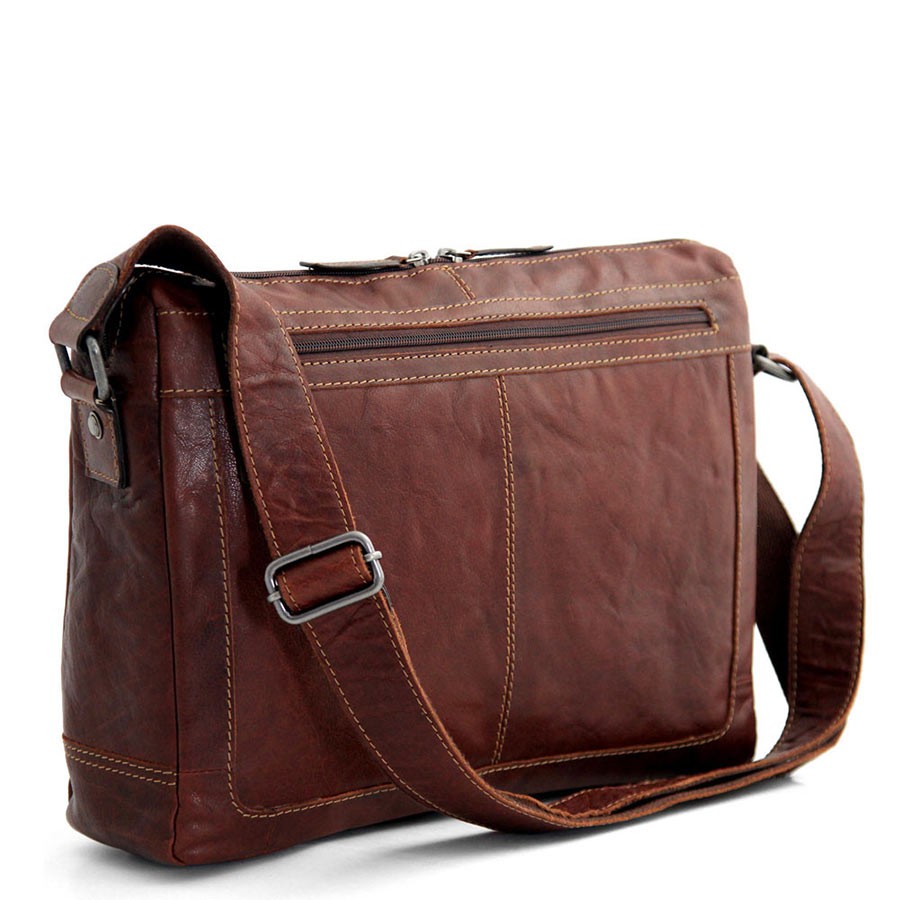 Jack Georges Messenger Bag. Voyager Full-Size Messenger Bag #7315 (Brown).