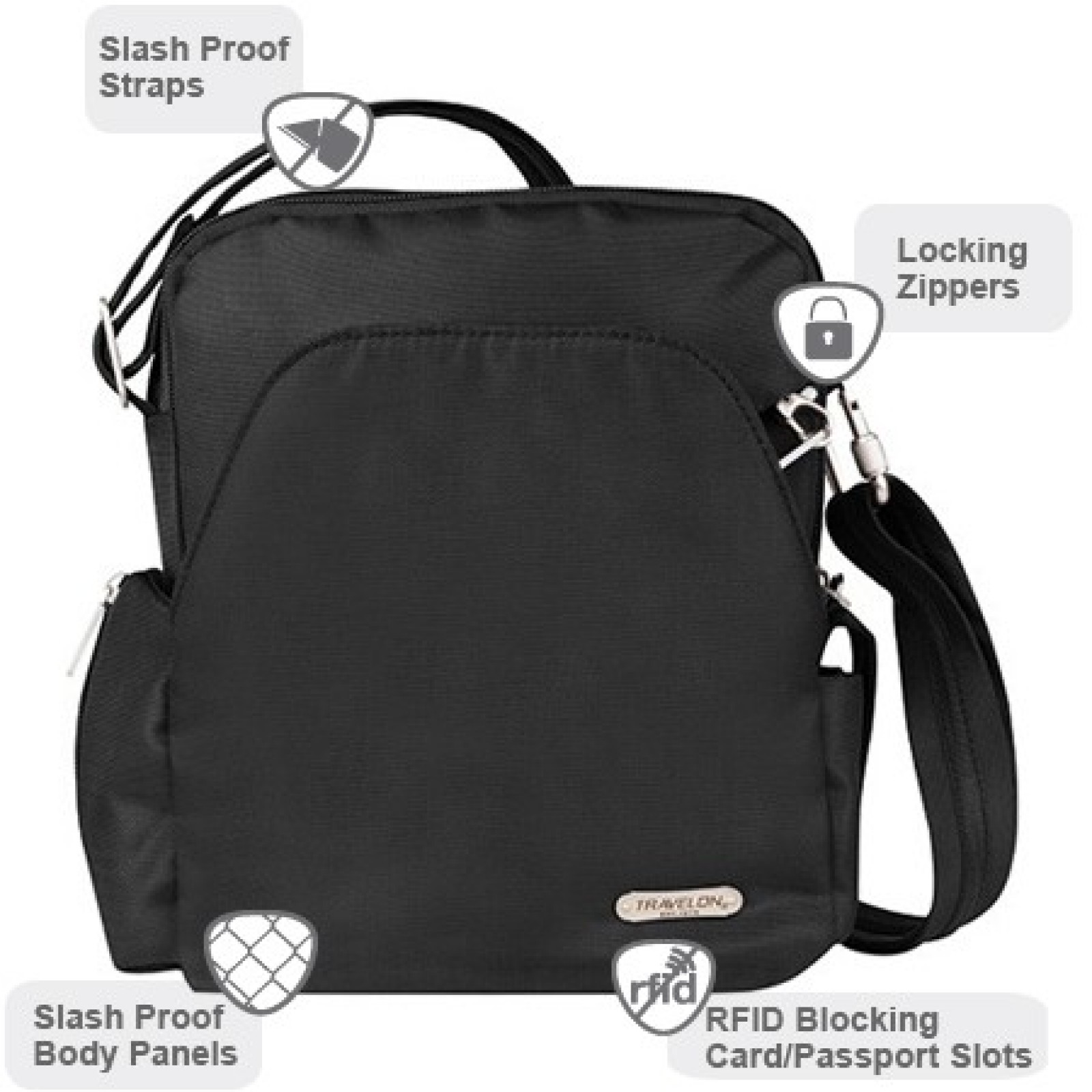 Anti Theft Travel Handbags. Travelon Anti-Theft Cross-Body Bucket Bag, Black, One Size.